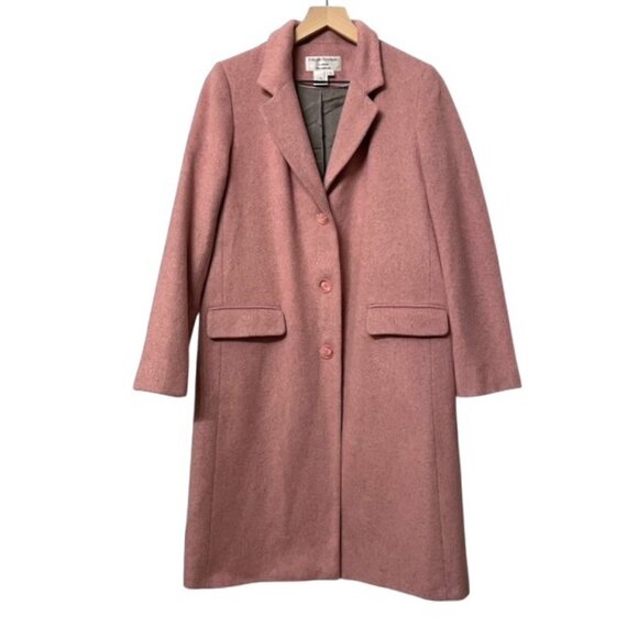Helene Berman Longline Pink Three Button Wool Blend Car Coat Size Small - Picture 1 of 14
